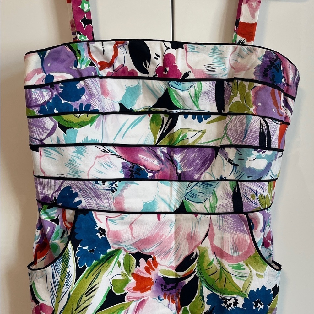 NWOT Spense Cotton Floral Strappy Midi Dress pockets Multicolor, Size 10 - Picture 3 of 10
